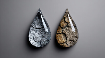 Water droplets symbolize pollution in remote village, showcasing stark contrast between clean and contaminated water