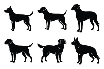 dog standing vector icon set