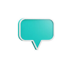 Naklejka premium 3d teal speech bubble icon with white outline isolated on transparent background