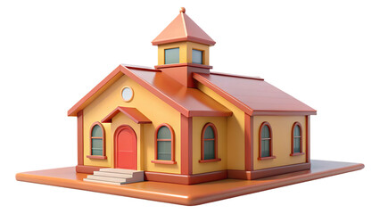 3d school house isolated on a white background