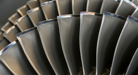 Close-up view of turbine blades showcasing precision engineering and design concept