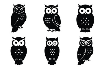 owl vector icon set