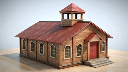 3d school house isolated on a white background	
