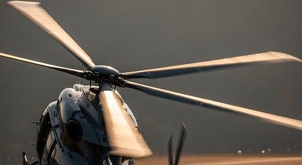 Dynamic helicopter rotor blades in motion showcasing aviation technology and engineering marvel