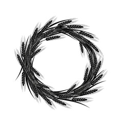 Obraz premium Decorative Wreath Made of Golden Wheat Ears Symbolizing Harvest and Abundance