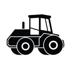 Flat Vector Icon of Road Roller