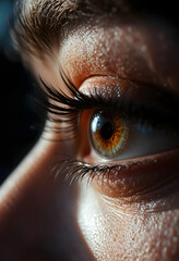 Close-up Portrait of a Woman with Reflective Sunglasses and Dramatic Lighting
