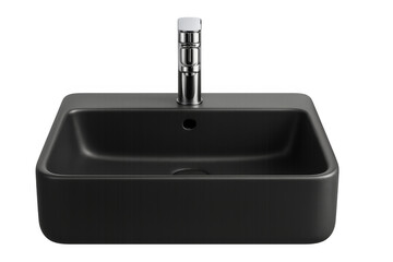 Fototapeta premium Black modern ceramic bathroom sink with faucet