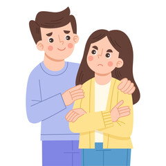 Illustration of a Man Comforting an Angry Woman