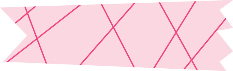 Cute pink striped washi tape vector illustration in flat minimalist style, perfect for decorative design, planner accessories, and stationery projects.