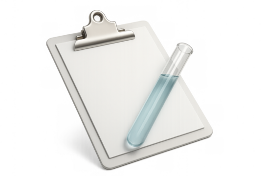 Clipboard with test tube concept for medical research