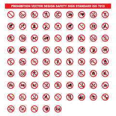 set of General prohibition vector design safety sign standar ISO 7010