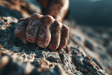 Hand gripping rock &mdash; building strong habits through persistence and daily effort.