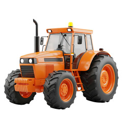 Obraz premium Bright Orange Agricultural Tractor Ready For Work Isolated On Transparent Background