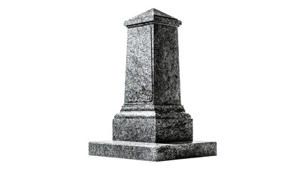 The image shows a gray granite tombstone or gravestone. It has a smooth, polished surface with a rounded top and stands on a rectangular base. The stone is simple and unengraved, often used as a heads