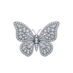3d diamond butterfly brooch jewelry isolated on transparent background