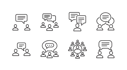 Set of speech bubble icons representing communication and collaboration between people vector