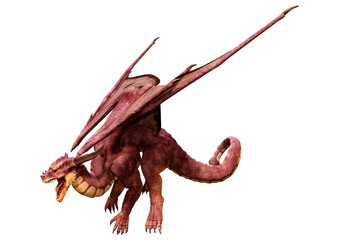 3D Rendering Fairy Tale Dragon on White