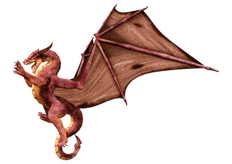 3D Rendering Fairy Tale Dragon on White