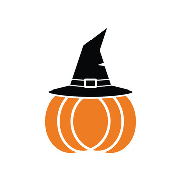 hallowen pumpkin with witch hat