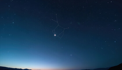 Fototapeta premium Ursa Major constellation outline visible in dark night sky. Bright Polaris star shines, guiding travelers. Natural nightscape reveals celestial pattern for navigation.