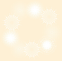 色々なドット模様が丸く囲むフレーム　クリーム色