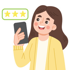 Customer Giving Three Star Rating Illustration