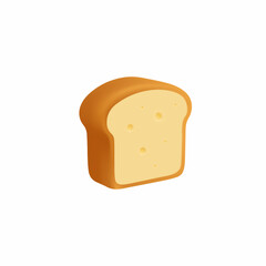 3D white bread illustration. simple bread 3D