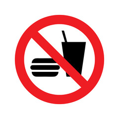 No eating or drinking vector design prohibition safety sign standar ISO 7010