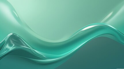 Abstract flowing waves in teal and green colors creating a fluid and modern design
