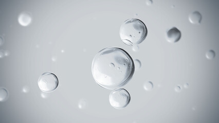 Serum or vitamin drops for skin care, facial wrinkle removal, 3D rendering.