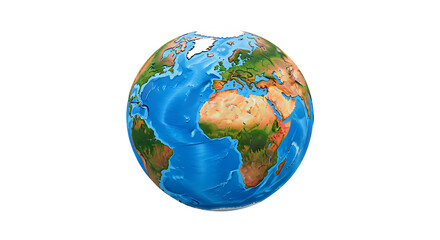 Realistic Earth Globe Showing Continents And Oceans Isolated On Transparent Background
