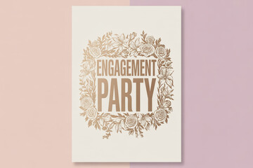 Elegant floral wreath frames 'Engagement Party' text, perfect for stylish invitations and celebratory announcements, creating a romantic and festive mood for your special occasion.