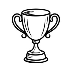 Simple Handdrawn Outline Trophy Cup with Handle Illustration Graphic Element
