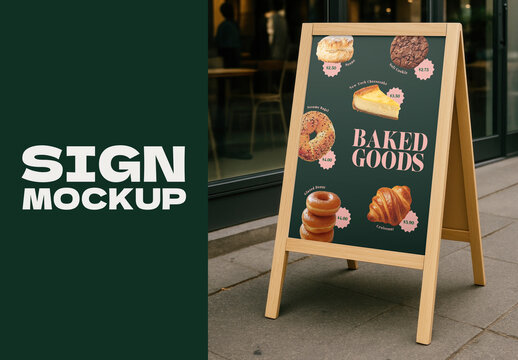 Chalkboard Bakery Sign Mockup Psd
