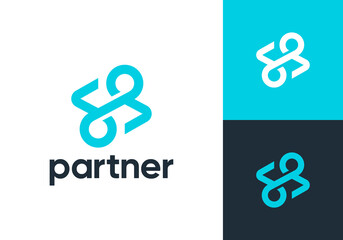 partner job logo design. simple creative work people icon vector concept	
