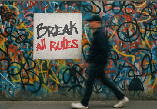 Graffiti Wall Mockup Defying Societal Norms Psd