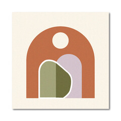 Abstract Minimalist Arch and Organic Shapes Composition with Earthy Muted Colors and Lavender Accent