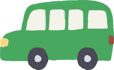 緑の車の手描きイラスト