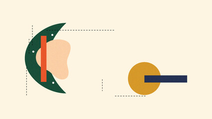 Abstract Minimalist Geometric Shapes Composition in Mid-Century Style with Earthy Muted Colors © Ridboy