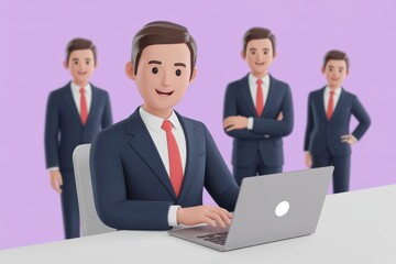Fototapeta premium Business professionals collaborating on a project using a laptop