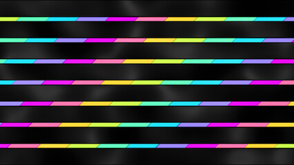 dunkle Metallbänder und hell leuchtender bunter Hintergrund