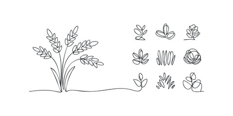 Line drawing of wheat stalks and various leaf motifs