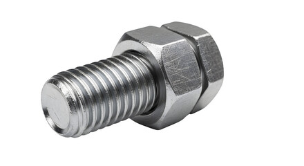 Closeup of a metal bolt and nut isolated on transparent background for repair