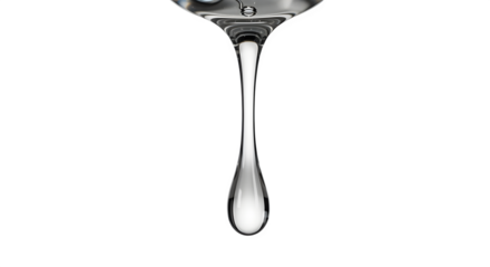 Water drop isolated on transparent background showing surface tension and purity
