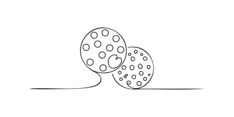Two abstract spherical objects with round holes on white