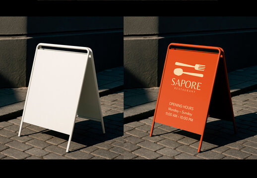 Restaurant Signboard Mockup With Blank Template Psd