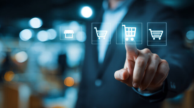 Ecommerce digital shopping technology business touchscreen interface cart
