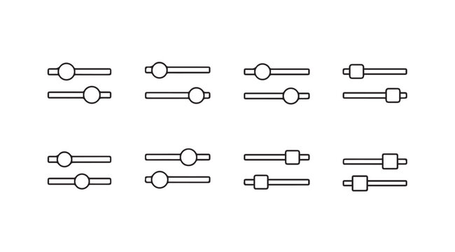 Collection of digital audio mixer sliders and controls for sound engineering and music production vector - Powered by Adobe