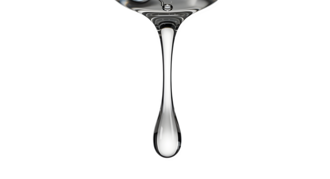 Water drop isolated on transparent background showing surface tension and purity